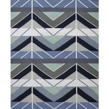 Palmera Chevron Modern Ocean  Handmade Wool Carpet 
