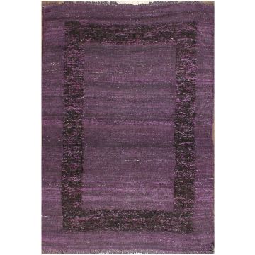 Rugsville Contemporary Silk Purpal Carpet 4' x 6'