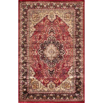 Rugsville Abru Kashmir Silk Hand knotted Red Carpet 4' x 6'