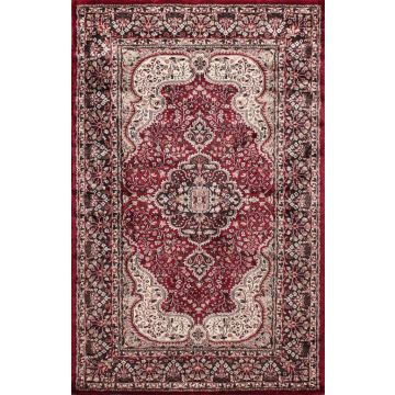Rugsville Afra Kashmir Silk Hand knotted Red Carpet 4' x 6'