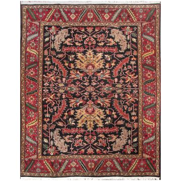 Rugsville Naturecraft Black Red Wool Carpet 8' x 10'