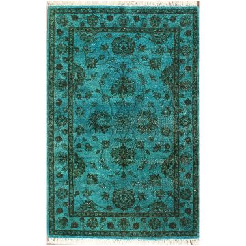 Rugsville Traditional Overdyed Light Blue Wool Carpet 4' x 6'