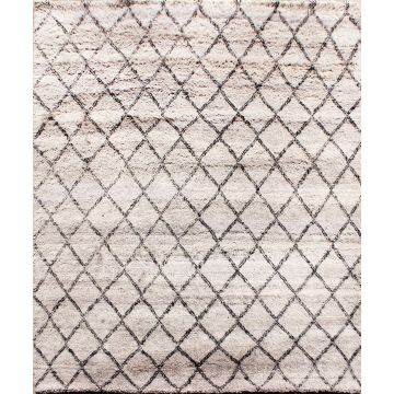 Safi Moroccan Beni Ourain Grey & Brown Hand-Knotted Wool Carpet 8' x 10'