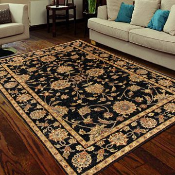 Rugsville Vegetable Dyes Black Wool Carpet 6'x9'