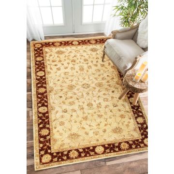 Rugsville Vegetable Dyes Classic Styles Beige Wool Carpet 5' x 8'