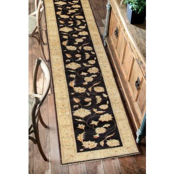 Rugsville Ziegler Black Hand Knotted Wool Carpet 2'6" x 16'