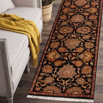 Rugsville Agra Traditional Floral Red Black Wool Carpet 2'6"x16' Runner