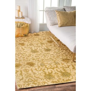 Rugsville Opera Transitional Beige Wool Hand Knotted Carpet 6' x 9'