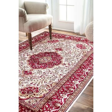 Rugsville Afsha Kashmir Silk Hand knotted Tan & Ivory Carpet 4' x 6'