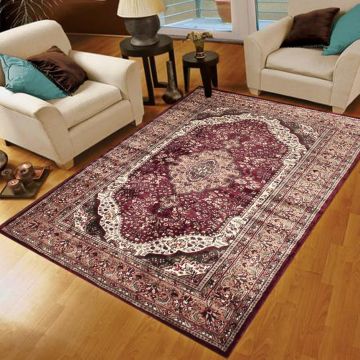 Rugsville Azadeh Kashmir Silk Hand knotted Red Carpet 4' x 6'