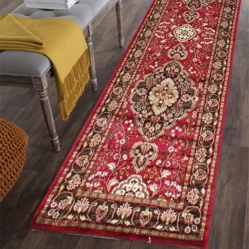Rugsville Berin Kashmir Silk Hand knotted Red Carpet 2'6" x 12'