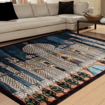 Rugsville Bolour Tajmahal Blue Kashmir silk Hand knotted Carpet 2' x 3'