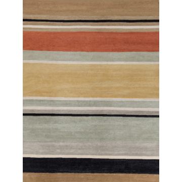 Tangent Stone Modern Brown Red  Handmade Wool Carpet 