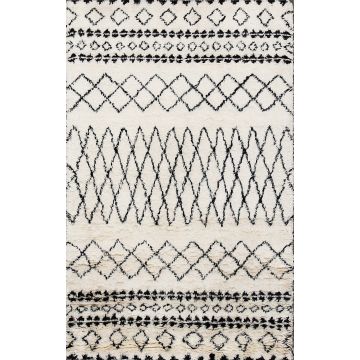 Rugsville Meknes Moroccan Handmade Ivory Wool Carpet 12185  4' x 6' 