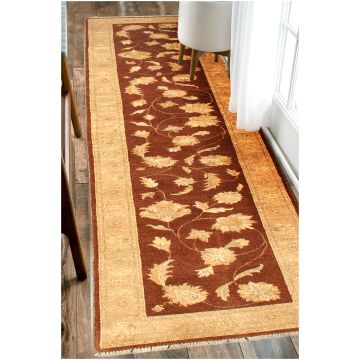 Rugsville Ziegler Persian Floral Brown Beige Wool Carpet 2'6" x 12' Runner