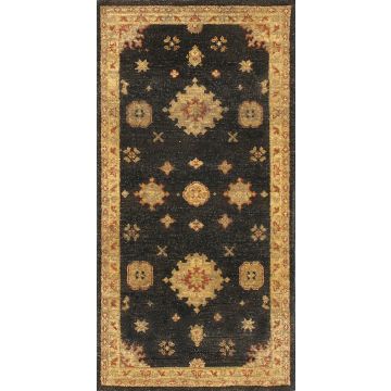 Rugsville Opera Chocolaty Black Wool & Silk Carpet 10081