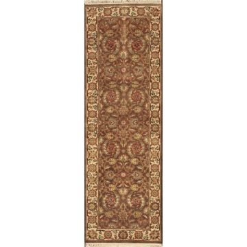 Rugsville Agra Persian Floral Brown Beige Wool Carpet 7' x 7' Round