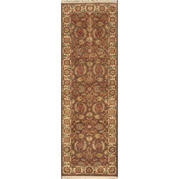 Rugsville Agra Persian Floral Brown Beige Wool Carpet 7' x 7' Round