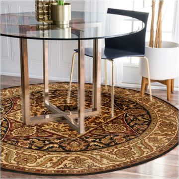 Rugsville Agra Black Beige Wool Carpet 6' x 6'