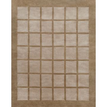 Rugsville Modern Benette Beige Handmade Wool Carpet 8' X 10'