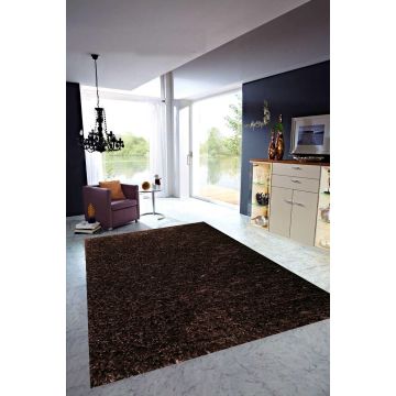 Rugsville Designer Shaggy Handmade Brown Carpet 10901