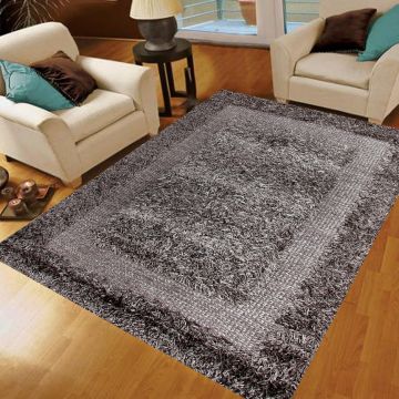 Rugsville Designer Shaggy Handmade Gray Carpet 10909