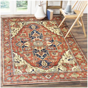 Rugsville Red Antique Serapi Luxirious Wool Hand Knotted Carpet 70950