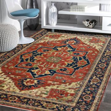 Rugsville Red Antique Serapi Persian Wool Hand Knotted Carpet 70952