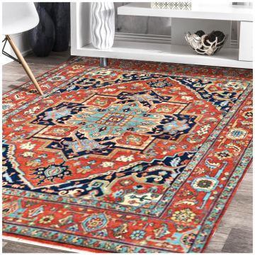 Rugsville Red Antique Serapi Heriz Wool Hand Knotted Carpet 70953
