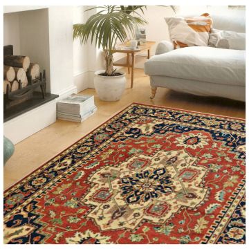 Rugsville Red Antique Serapi Royal Wool Hand Knotted Carpet 70954