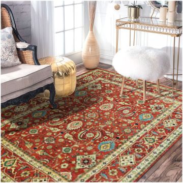 Rugsville Red Antique Serapi Florance Wool Hand Knotted Carpet 70957