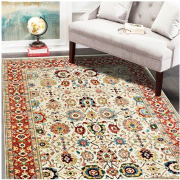 Rugsville Ivory Antique Serapi Luxury Wool Hand Knotted Carpet 70958