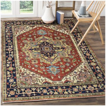 Rugsville Multi Antique Serapi Wool Hand Knotted Persian Carpet 70959