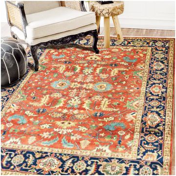 Rugsville Red Antique Serapi Hayate Persian Hand Knotted Carpet 70960