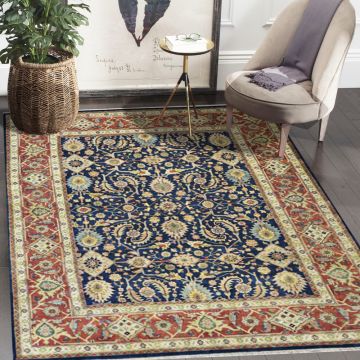 Rugsville Antique Serapi Blue Hayate Wool Hand Knotted Carpet 70964