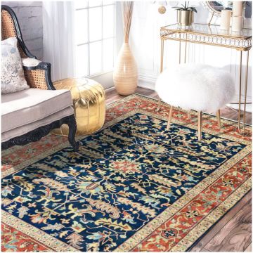 Rugsville Antique Serapi Blue Hayate Persian Carpet 70968