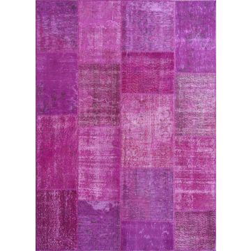 Rugsville Vintage Patchwork Overdyed Purple Wool Carpet 7' x 10'