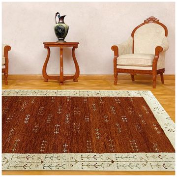 Rugsville Uberto Southwestern Red Hand Knotted Bordered Wool Carpet 4' x 6'