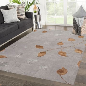 Rugsville Leaves Carpet Gray Silk & Wool Carpet 8' x 10'