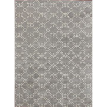 Rugsville Moroccan Trellis Scroll Grey Wool 12117 Rug 9x12