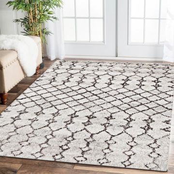Rugsville Moroccan Beni Ourain Grey Wool Carpet 5' x 8'