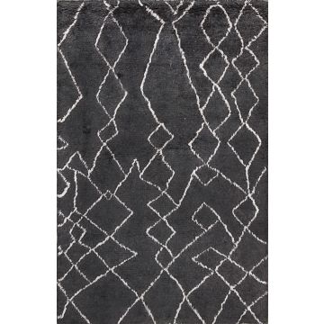 Rugsville Moroccan Beni Ourain Charcoal Black Wool Modern Carpet 8' x 10'