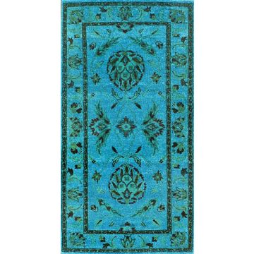 Rugsville Traditional Overdyed Light Blue Wool Carpet 3' x 10'
