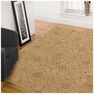 Rugsville Tibetan Beige Wool & Silk Carpet 13051 9x12