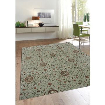 Rugsville Tibetan Wool & Silk Green Carpet 13052-6' x 9'