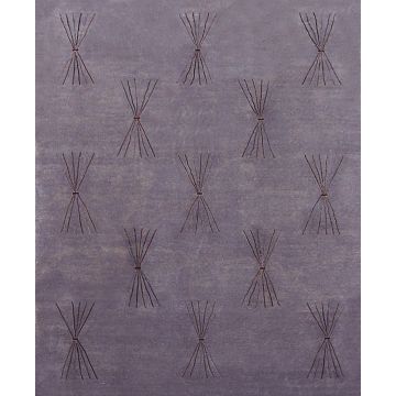 Jia Modern Gray Wool Silk Hand Knotted Carpet 3' X 5'