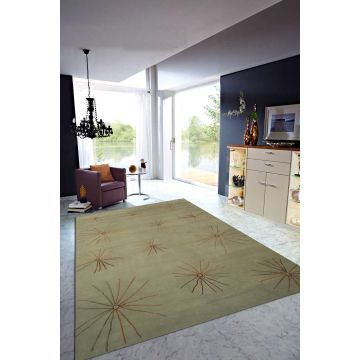 Rugsville Tibetan Khaki Wool & Silk Carpet 13071 6' x 9'