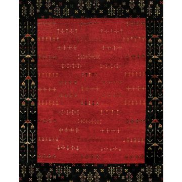 Rugsville Gabbeh Tribal Red Black Wool Carpet 13206