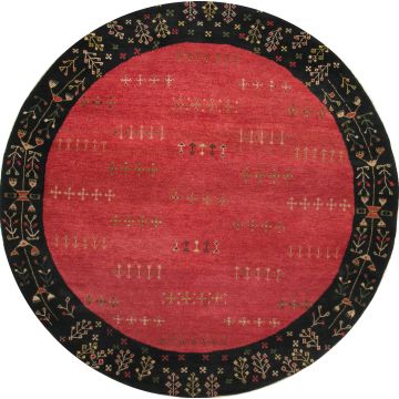 Rugsville Gabbeh Tribal Red Black Wool Carpet 8' x 8'rd