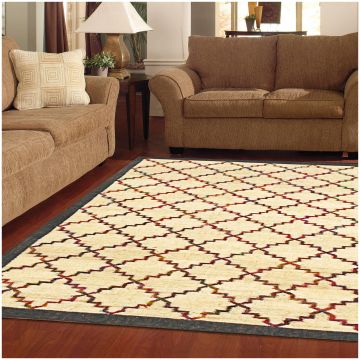 Rugsville Contemporary dhurrie Gold Wool Jute Handmade Carpet 5' x 8'
